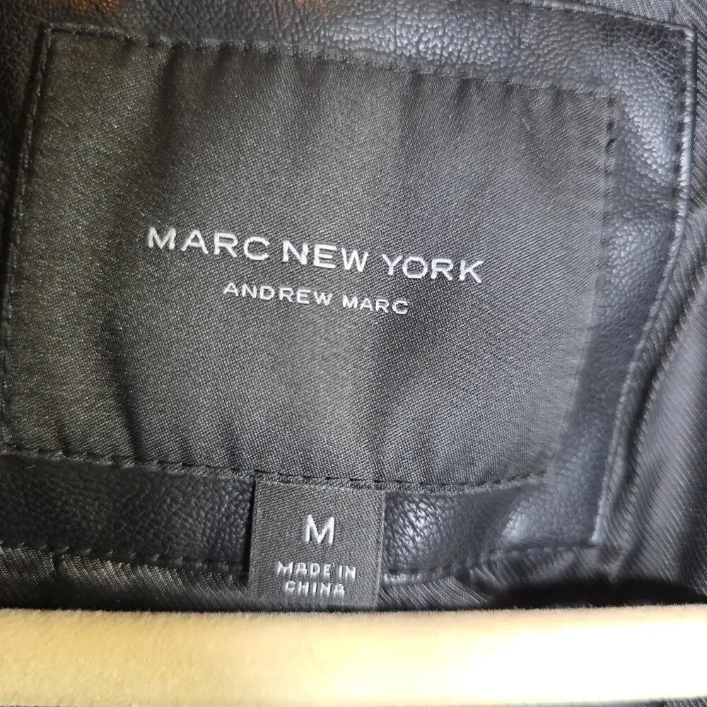 Marc NewYork SzM Faux Black Thick Sturdy 3D surface Moto Biker Jacket Gangster‎